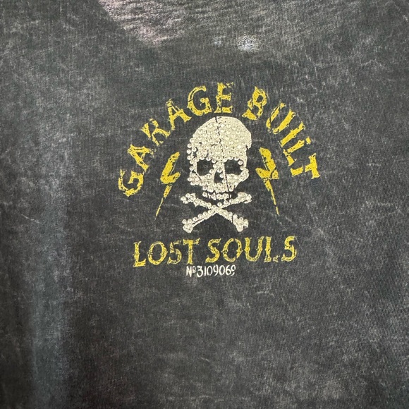 Affliction Women's Charcoal and Gold Graphic Stretchy Slim Fit - Size Medium - Picture 6 of 8